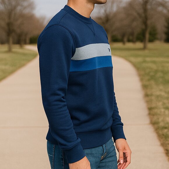 ADVANTAGE PERFORMANCE COLORBLOCK CREWNECK FLEECE - MEDIEVAL BLUE - Picture 3 of 8